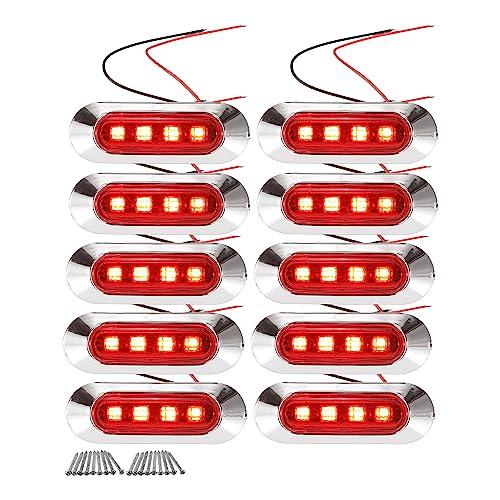 

ABSOPRO Передние Задние Боковые Габаритные Огни Водонепроницаемый Овальный Габаритный Фонарь Прозрачные Указатели Полосы для Грузовика Грузовика Прицепа Лодки Палубы Пластик 4 Светодиода 10 Комплектов Красный