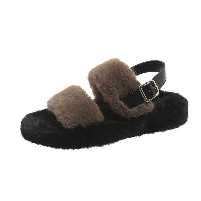 

2024 winter new velvet outer wear fluffy slippers to keep warm gentle and cute girl heart versatile and comfortable 35 коричневый