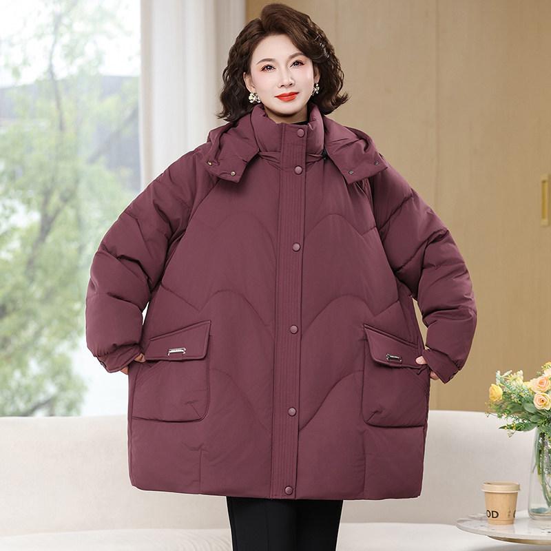 

Extra Large Winter Cotton Jacket for Elderly Women - Warm Plus Size Coat for Ladies 5XL фиолетовый
