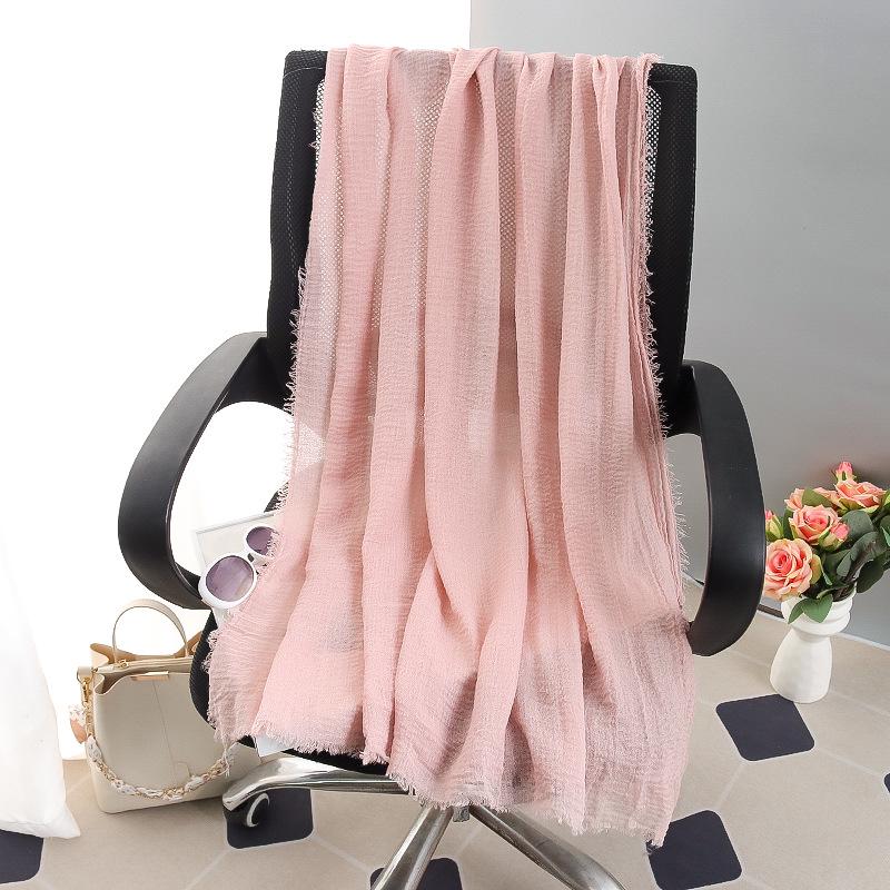Sciarpa grande da donna in cotone e lino di colore puro: Foulard musulmano primaverile/estivo, telo mare, scialle con protezione solare