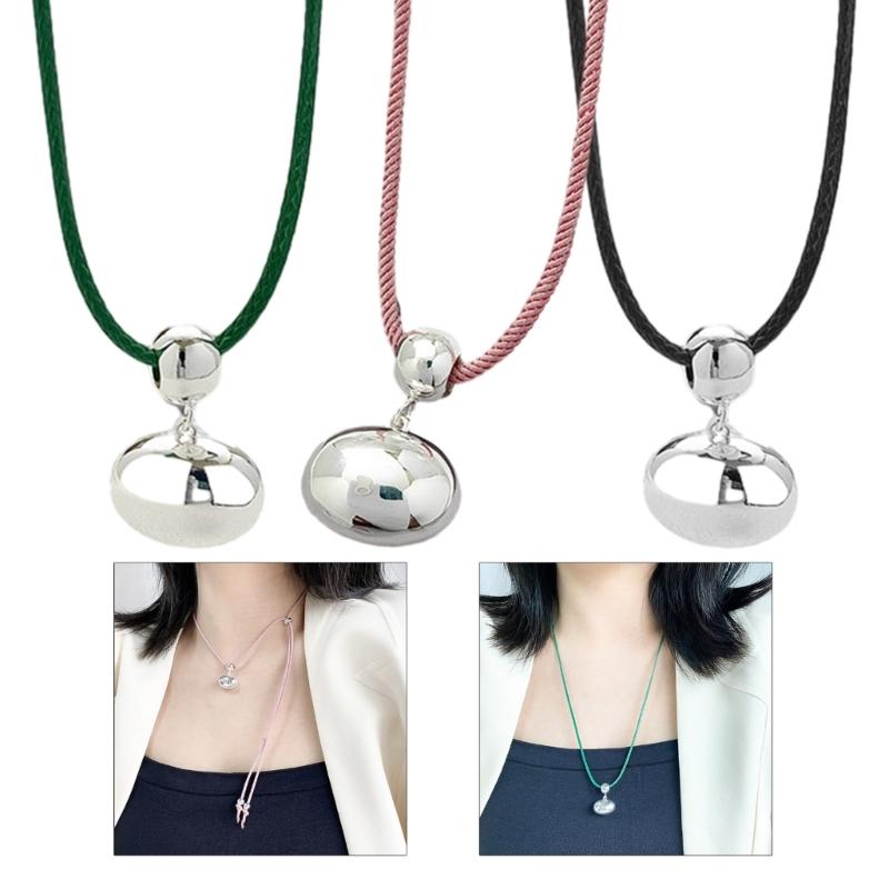 Y2k Bean Pendant Necklace Simple Drawstring Clavicle Chain Short Choker Necklaces for Women Girls 2023 Party Jewelry