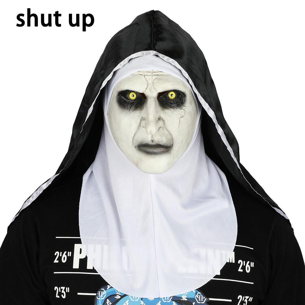 Damer Latexmasker Nonnmask Halloween Maskerad Kostymrekvisita Cosplay Skräck Med Turban Valak Hjälm Fest Kvinnlig Utklädningsrekvisita