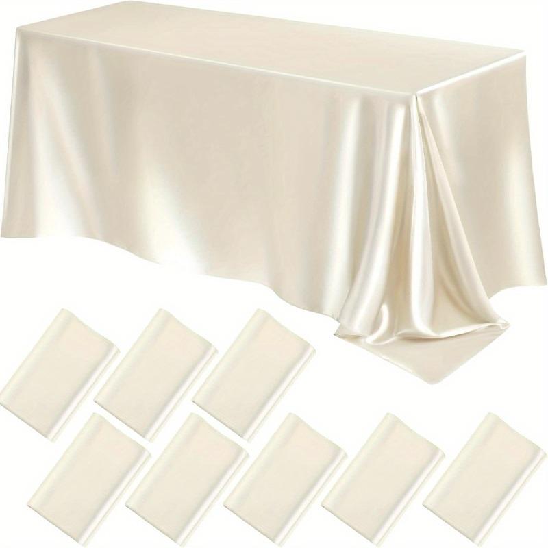 

8-Pack Elegant Satin Tablecloths 259x145 Cm Rectangular Polyester Smooth Fabric Tablecloth for Party Wedding Banquets Decoration