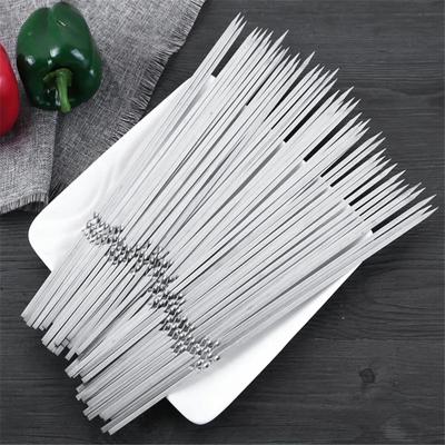 10 20 30 piezas de palillos para barbacoa, agujas de acero inoxidable, tenedores planos para barbacoa, herramienta de picnic, brochetas, utensilios de cocina, soporte para carne
