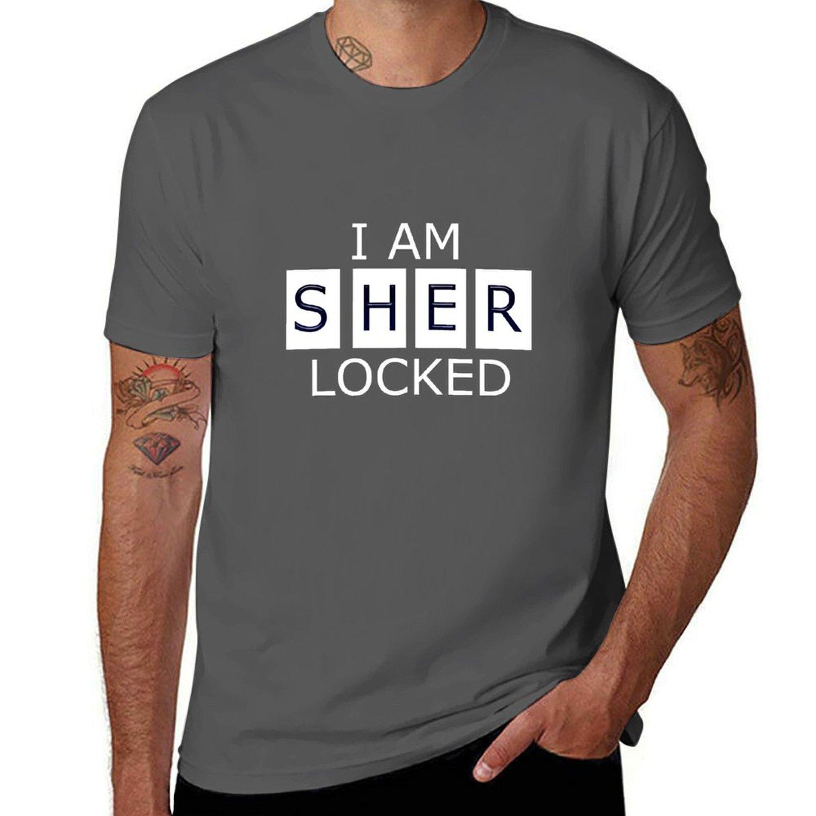 

I AM SHER - LOCKED T-Shirt for a boy oversized funnys customs mens graphic t-shirts hip hop 4XL