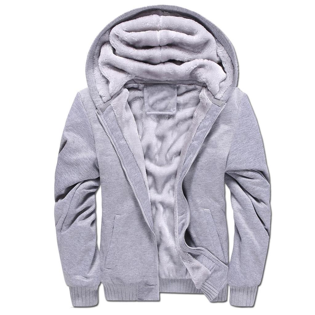 Men's Korean-Style Fleece Sweatshirt: Warm, Thick, Solid-Color Casual Wear