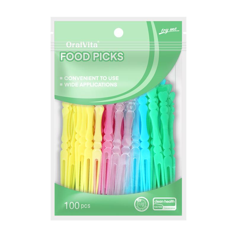 100 Pcs Disposable Fruit Bag with Small Fork