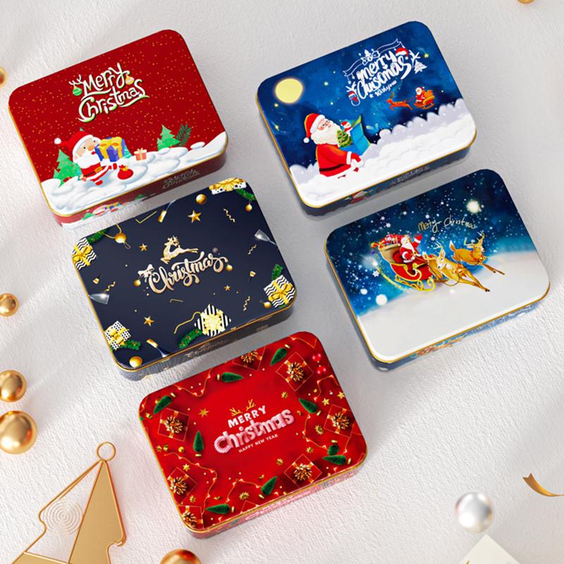 Christmas Transparent Window Tin Box Cookie Candy Tinplate Chocolate Storage Box With Exquisite Lid Christmas Gift Packaging Box
