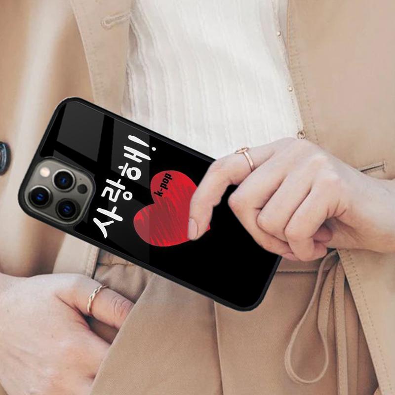 Cute Korean Font Saranghae I love you Magnetic Phone Case For APPLE iPhone 17 Air 16 14 13 12 Pro Max 15 Plus MagSafe Cover