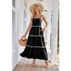 Women's Suspender Backless Lace Layered A-line Pocket Side Zipper Dress