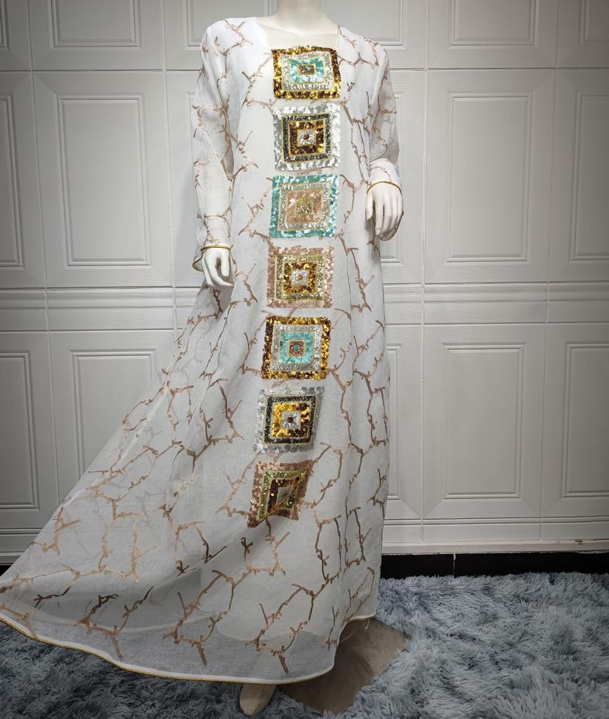 Muslim Women Embroidered Dubai Arabian Loose Dress Eid Robe