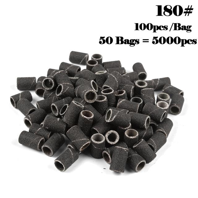 5000pcs Nail Art Sanding Bands 80# 120# 180# 240 Grinder Band for Manicure Drill Machine Removing Gel Varnish Pedicure