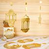 8Pcs Paper Garland Hanging Banner Pendant Star Moon Design Eid Mubarak Banner  Home Decor