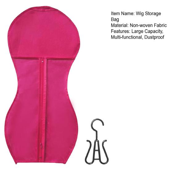 Non-woven Fabric Wig Storage Bag with Hanger Hair Extension Accessories Holder Portable Travel Dust-proof Zipper Wig Organizer Pouch
