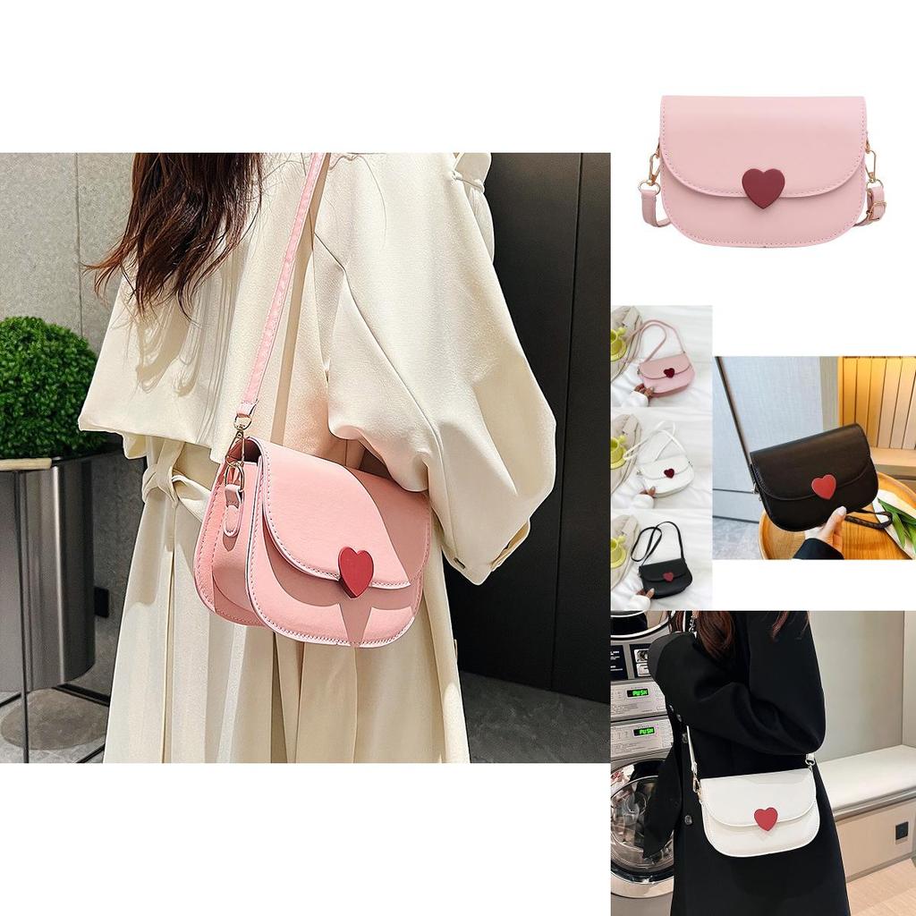 Trendy Black White Pink Casual Simple Shoulder Bag Stylish Saddle Bag For Women