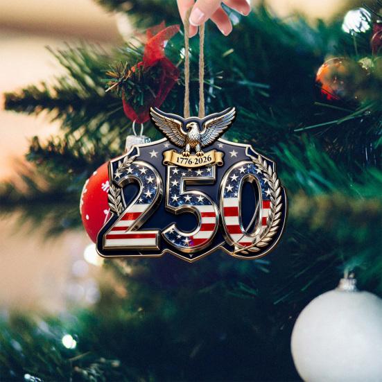 4Pcs/Set America 250th Anniversary Decoration 2D Flat Acrylic Pendant 1776 To 2026 Commemorative Hanging Ornament for Xmas Tree Door Car