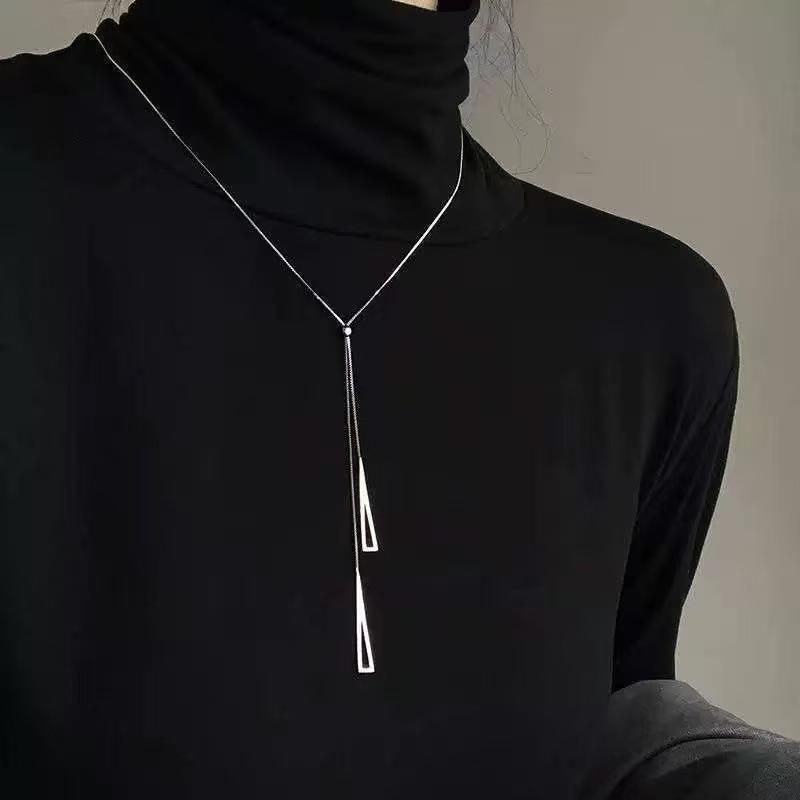 Mangxing Double-layer Necklace Men's Trendy Sweater Chain Light Luxury Niche Design Hip-hop Style Couple Boys and Women's Collarbone Chain