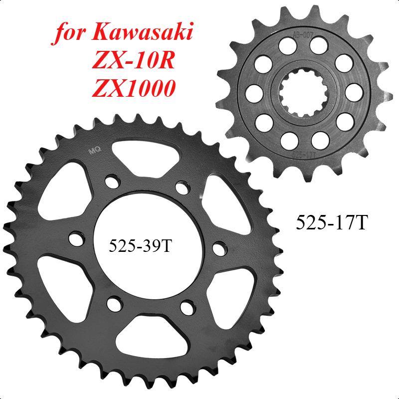 525 17T 39T Motor Bike Front Rear Sprocket Gear Wheel Cam for Kawasaki ZX-10R ZX1000 ZX1002 ZX-10R Ninja ABS