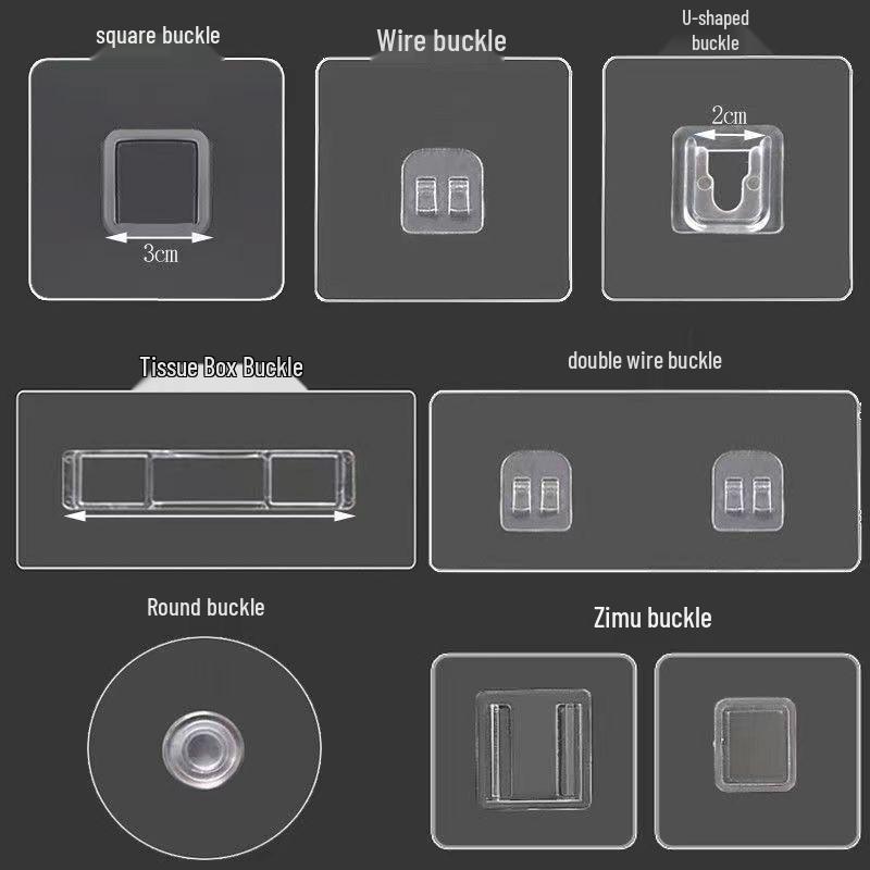 Multi-layer Adhesive Wall-Mount Storage Rack with Transparent Hooks for Bathroom