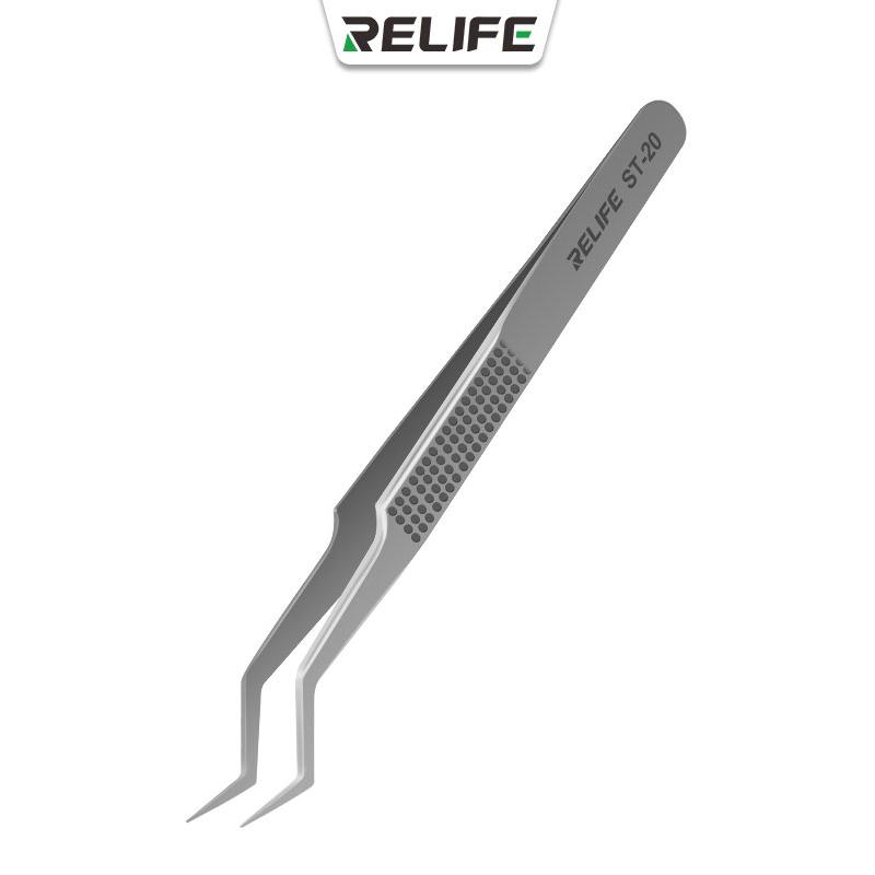 RELIFE ST-20 Precision Tweezers Curved Tips IC Chip Tin Placement Positioning for iPhone Samsung Mobile Phone Repair Tools ST-20