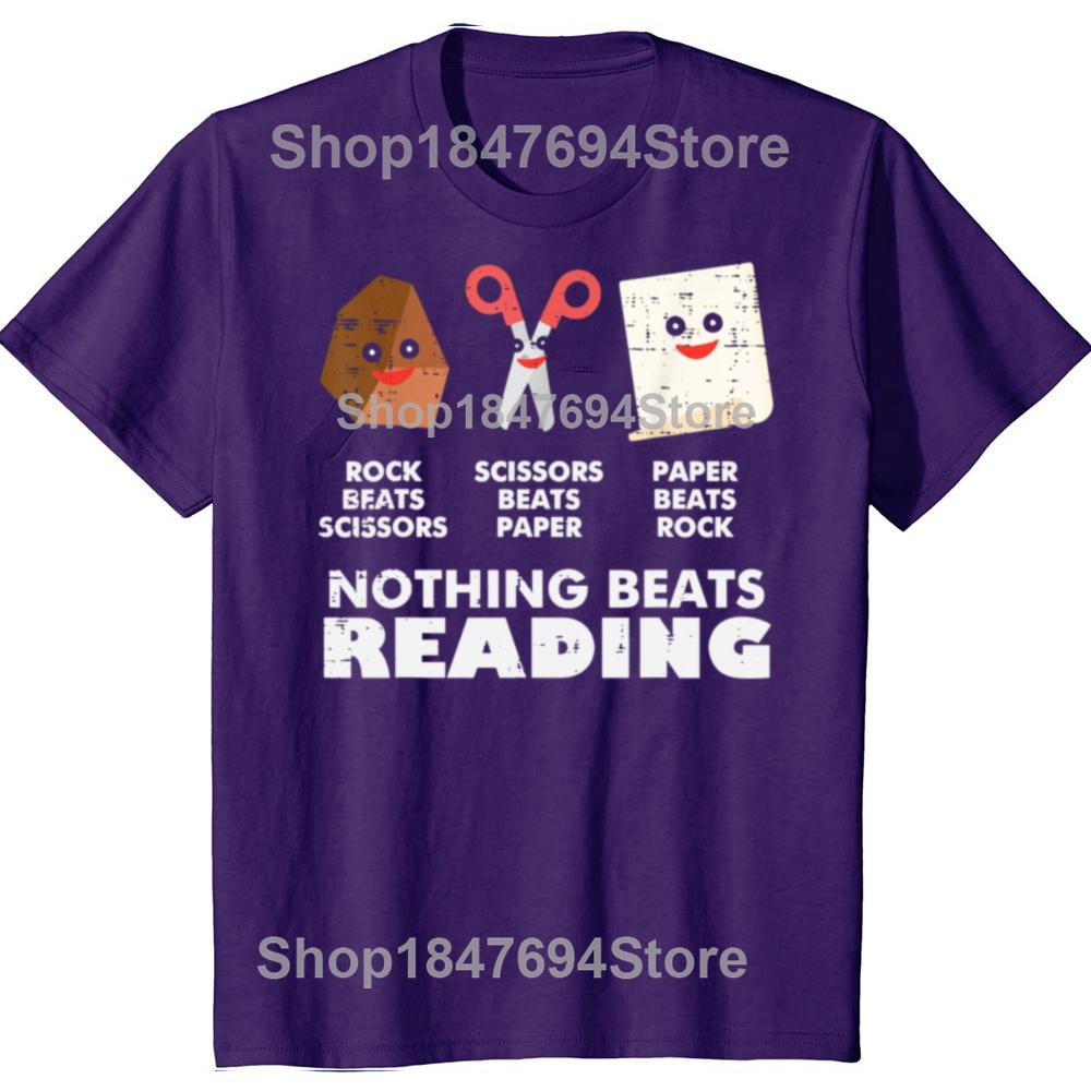 Funny Nothing Beats Reading Book Librarian100% Cotton T-shirts Men Fashion Casual Tshirt Loose Oversized Streetwear T Shirt