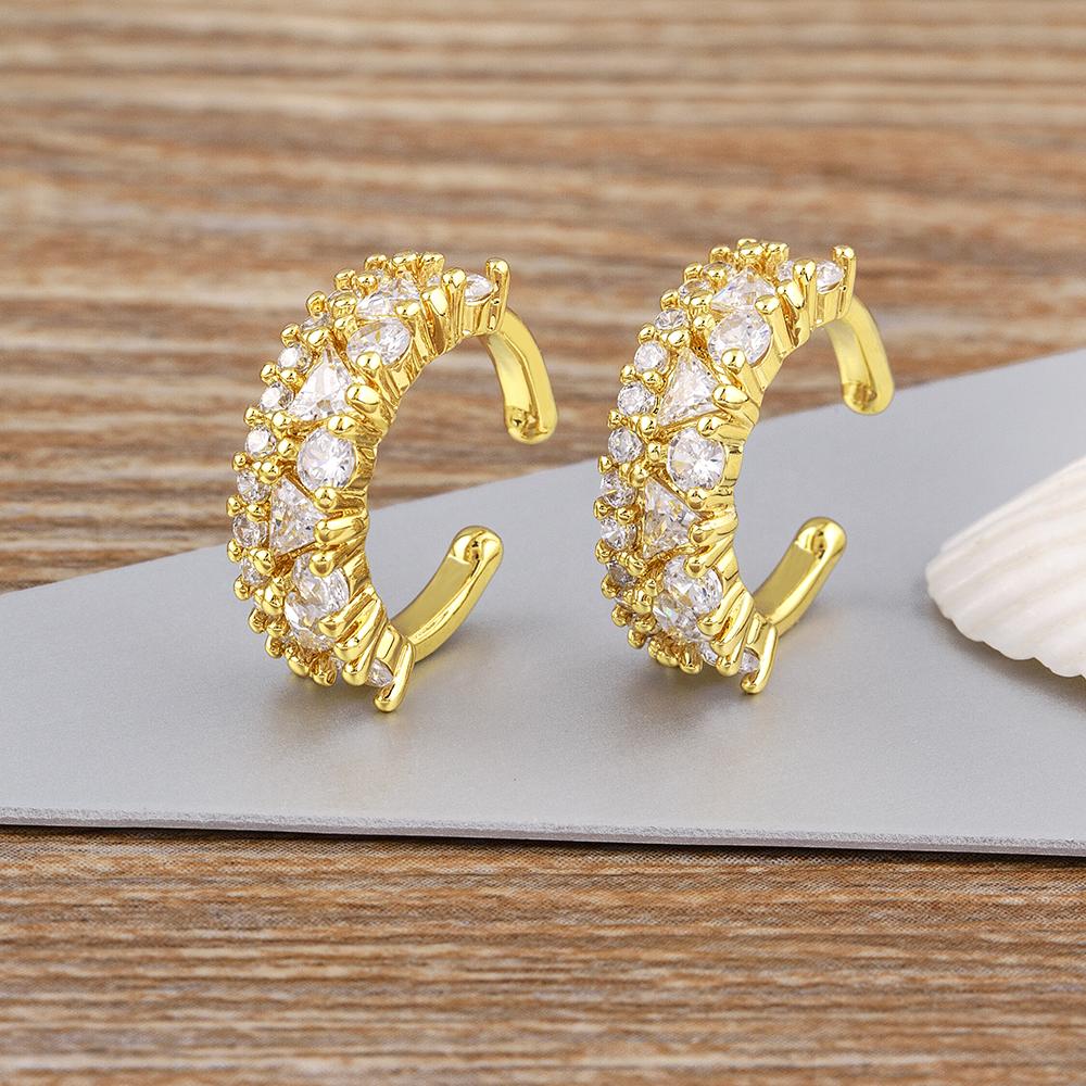 Nidin Creative Design Multilayer Ear Clip Cuff Earrings Delicate Fake Piercing Earrings For Women Trend Wedding Birthday Jewelry
