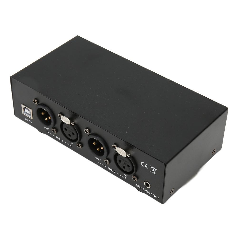 High Stability 48V Phantom Power Supply With XLR Cable 2 Channel For Condenser Microphone