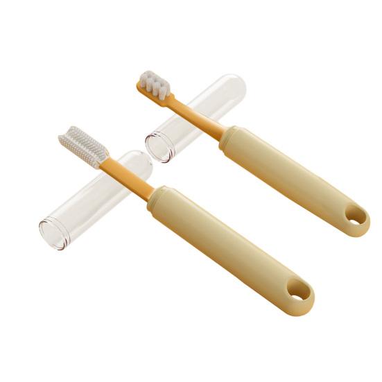 Pet Toothbrush with Travel Case Soft Silicone Brush for Dogs Cats Dual-Sided Ergonomic Removes Bad Breath Essential Oral Care Kit