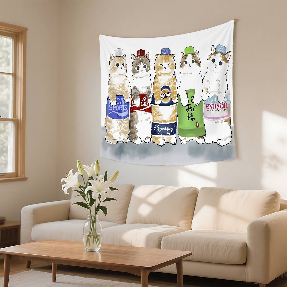 Funny Cat Mofusand Tapestry Wall Hanging Tapestry Art Deco Blanket Curtain Hanging At Home Bedroom Living Room Decor