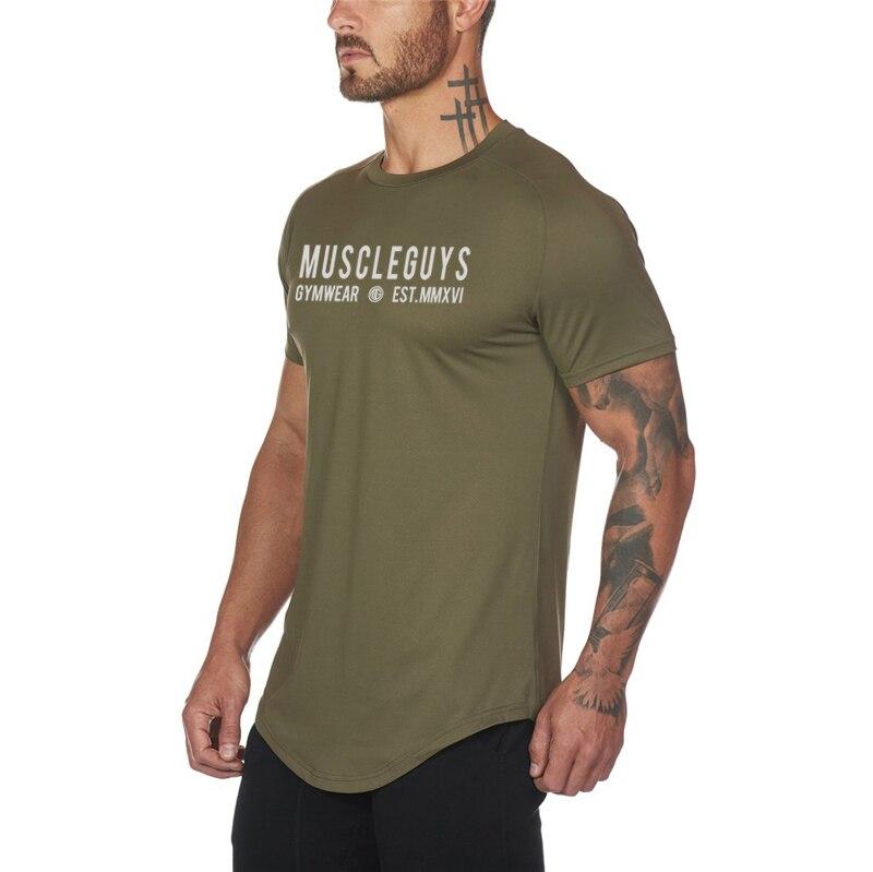 Muscleguys Sports de vară Tricou casual Antrenament pentru lucru în echipă cu mânecă scurtă Fitness Îmbrăcăminte respirabilă