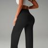 Mit Taschen Gerades Weiter Beinschnitt Weiter Bein Hohe Taille Leggings Lounge Stretchhose Fitness