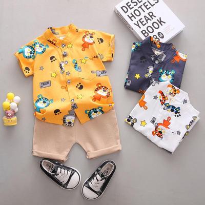 Letní dvoudílný oblek pro chlapce: Módní kojenecký outfit s krátkým rukávem