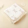 Knitted Blanket Hand Washable Muslin Throw Tassel Embellishment Reversible Bunny Print Unisex Breathable Multipurpose Portable