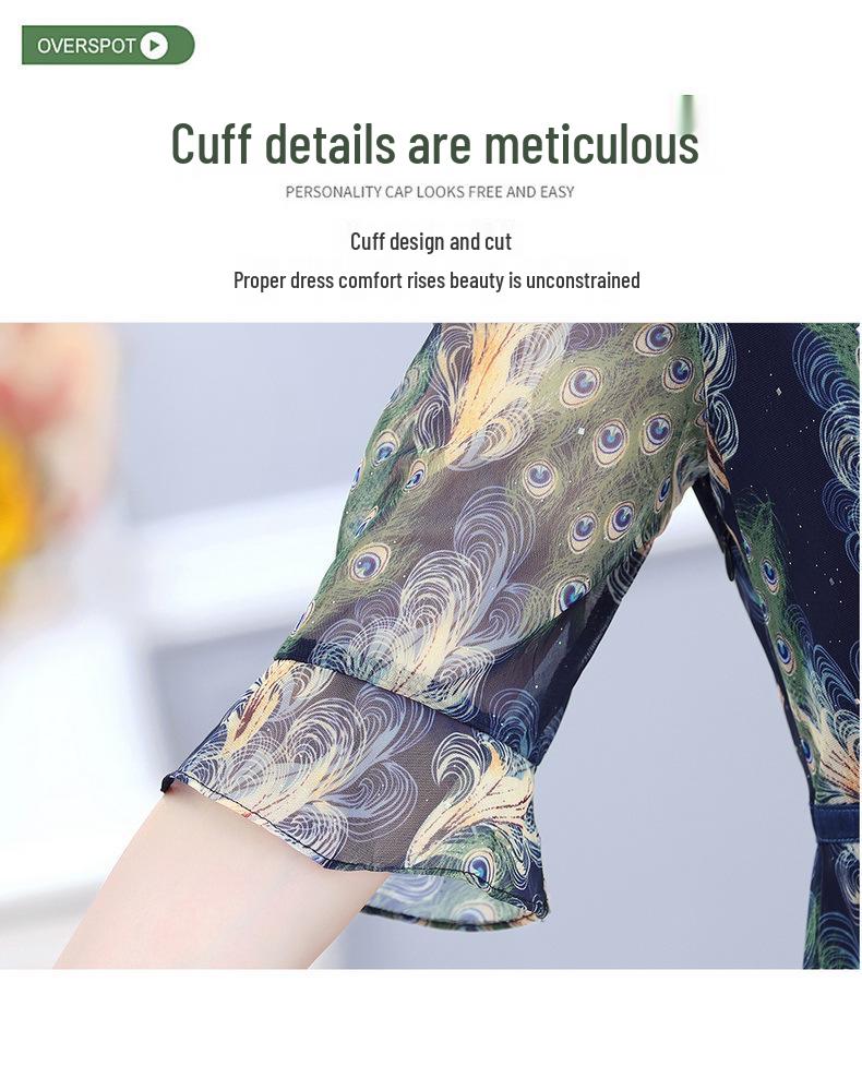 Elegant Chiffon Floral Print Summer Dress for Women 40+