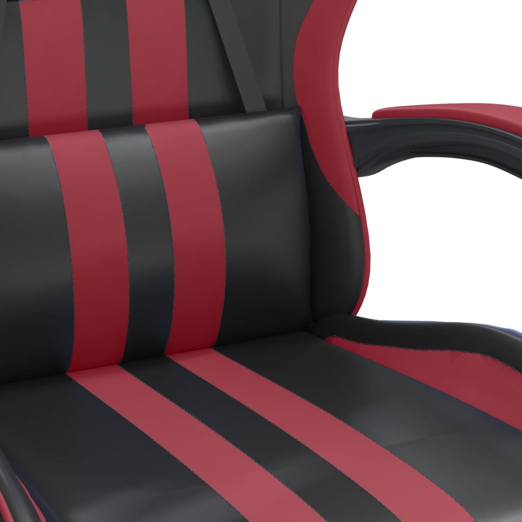 Gaming Chair with Footrest Swivel Black & Burgundy Artificial Leather