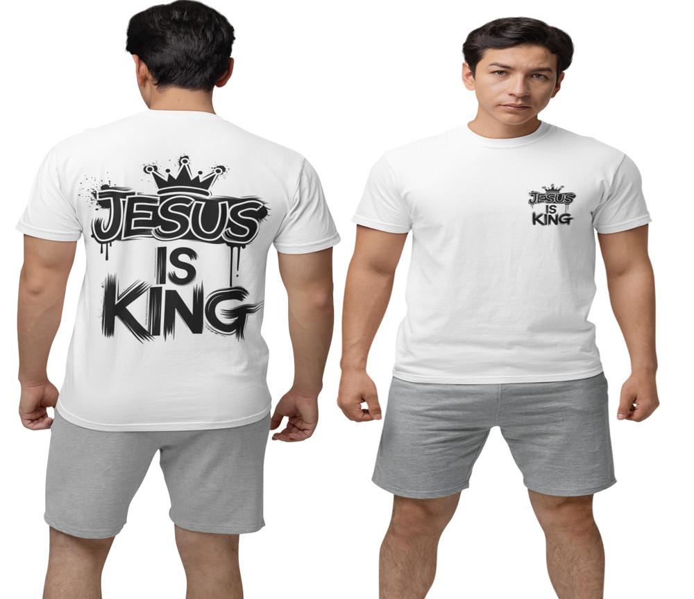 Jesus Is King Glaube Gott König Religion Bibel Kirche Baumwolle Herren T Shirt