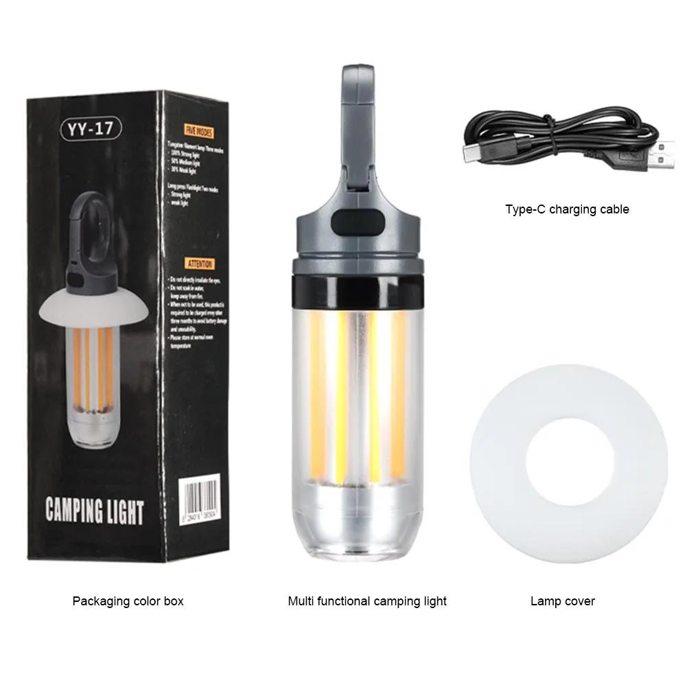 Camping Atmosphere Light Warm White Dual-Light Flashlight USB Rechargeable Outdoor Portable Torch Tent Light for Climbing Hiking