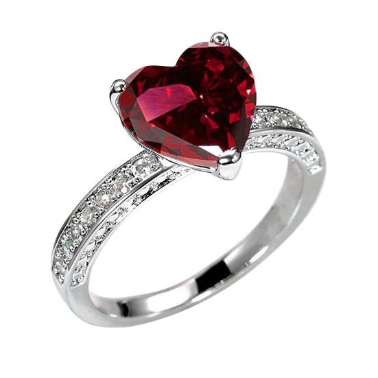 Crystal Heart Ring for Women Cubic Zirconia Heart Shaped Engagement Promise Band Ring Fake Diamond