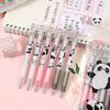 Back To School Season 6pcs/bag 0.5mm Creative Cartoon Bear Metal Hook Bag Press Pen Exam Neutral Pen Office Gift Pen