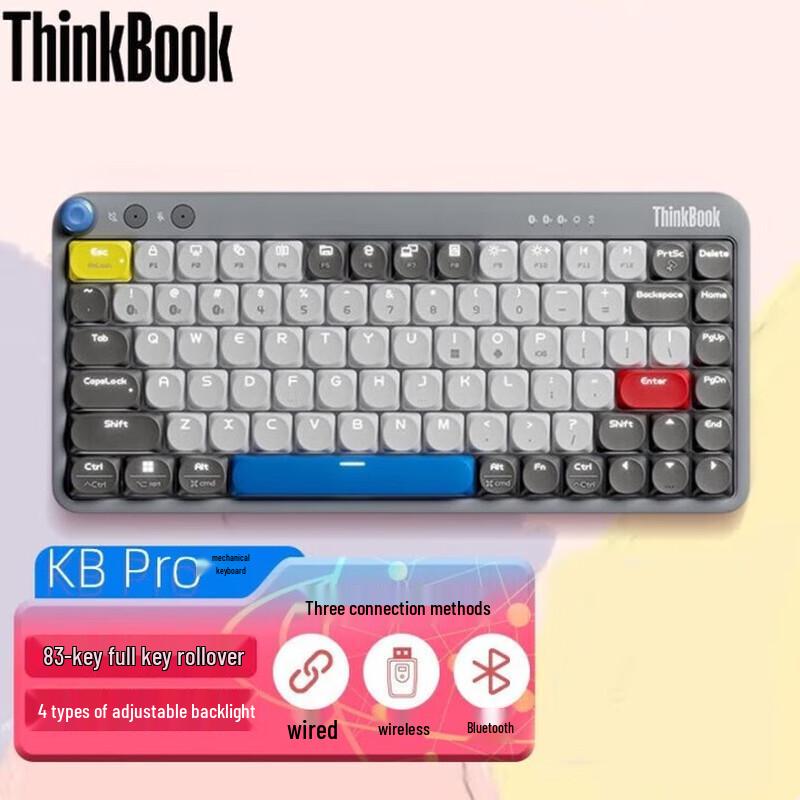 

Lenovo ThinkBook KB Pro 83-Key Tri-Mode Hot-Swappable Mechanical Keyboard