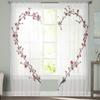 Pflaumenblütenzweig Liebesherz Transparente Vorhänge für Wohnzimmer Schlafzimmer Tüllvorhänge Küchenfensterdekorationen Paneelvorhänge
