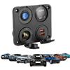 12V24V 4 Hole Switch Panel Waterproof QC3.0 Dual USB Socket Voltmeter Power Outlet for Boat Car RV
