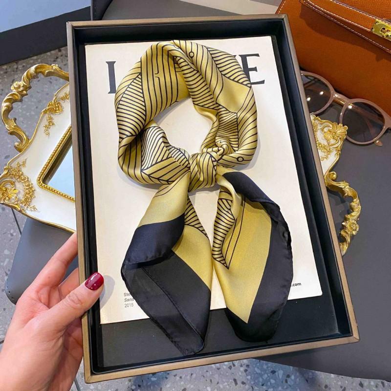 70cm Square Silk-Like Scarf Women Lightweight Fashion Accessory Office Chic Neck Wrap Stylish Print Design