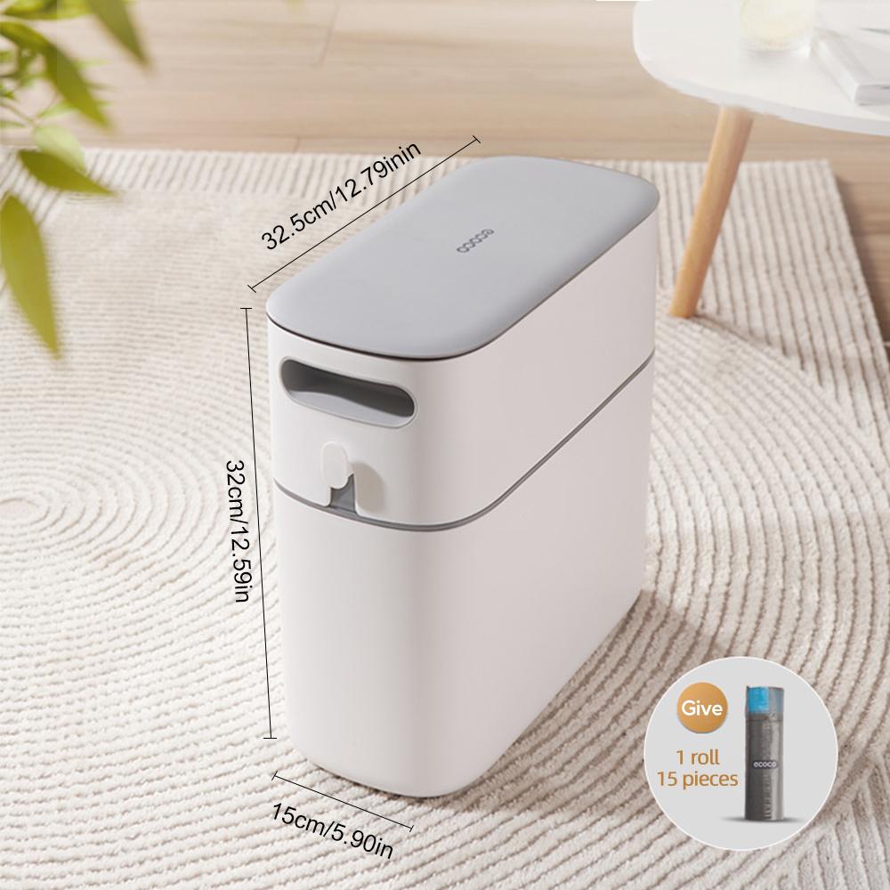 

Автоматическая упаковка мусорного ведра, мусорная корзина с крышкой, туалет для ванной, водонепроницаемое ведро для хранения с узким швом, мусорные баки пресс-типа серый