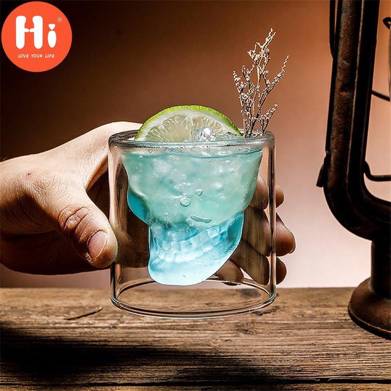 Hi Coffee Mug Double Crystal Skull Head Glass Cup Whisky Wine Vodka Bar Club Pivo Sklenice na víno