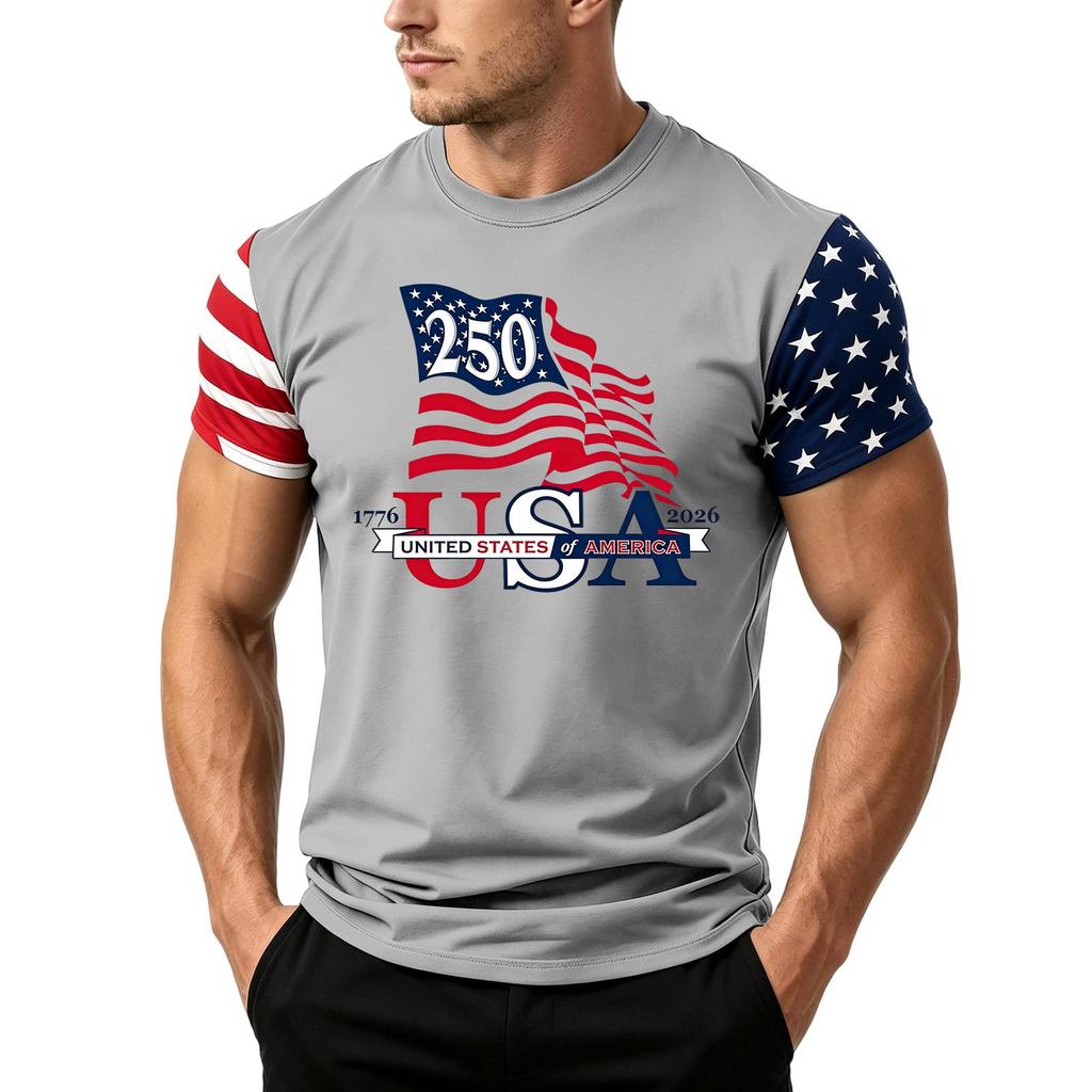 Men's Loose Fit Casual Short Sleeve T Shirt Featuring Flag Print Suitable for Summer Daily Wear Lightweight Comfortable Fabric