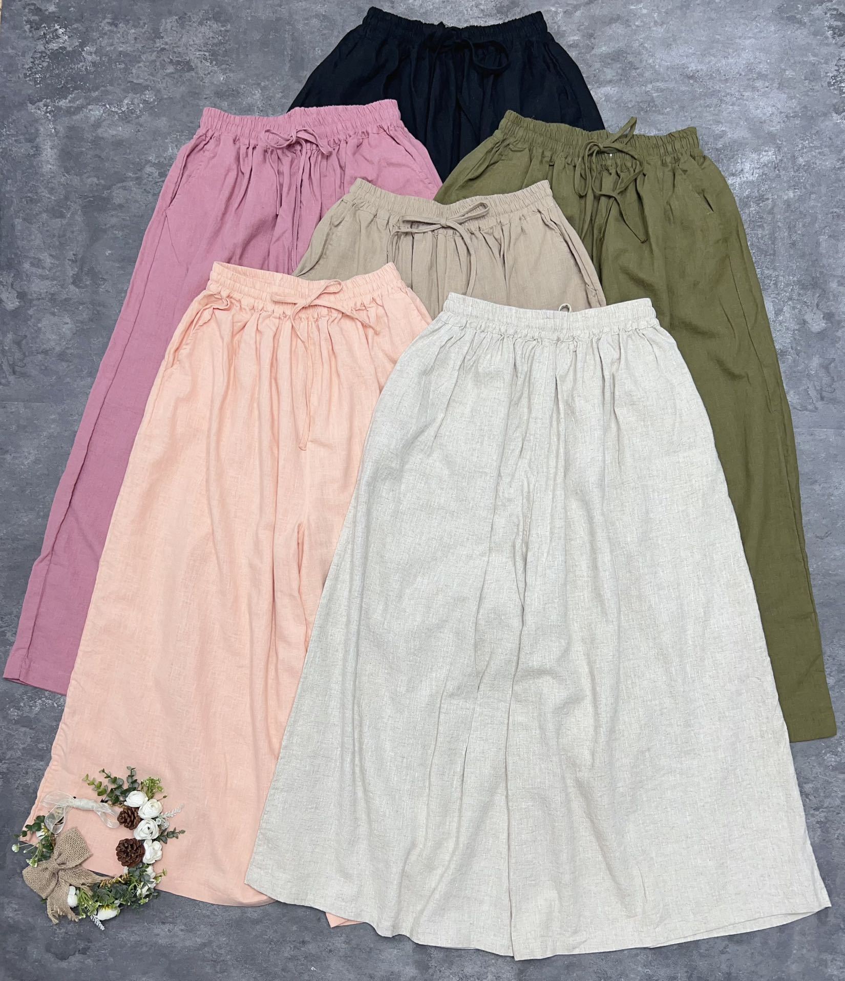 

Johnature Японские тонкие широкие брюки, летние простые свободные повседневные однотонные женские брюки с высокой талией, универсальные One Size чёрный