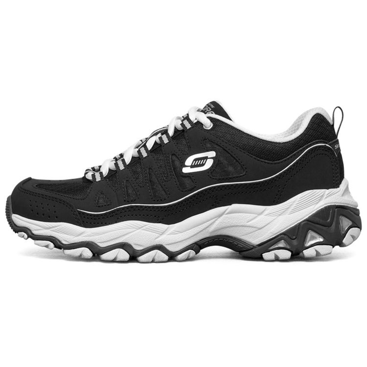 Skechers DLites Синтетическая кожа Ткань Замша (split leather) Ретро Комфорт Амортизация Низкие Папины кроссовки Женские кроссовки Черный Белый 12087-BKW 36