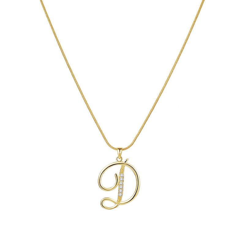 Europe and America Cross Border 26 Letters Copper Inlaid Zircon Snake Chain Necklace Letter Gold Pendant Creative Minimalist Letters