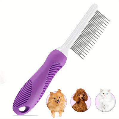 2-in-1 Pet Grooming Comb-Stainless Steel Detangler with Long & Short Teeth for Dogs and Cats,Non-Slip Handle,Pet Hair Combs